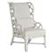 Carter Coastal Beach White Upholstered Rattan Wing Back Dining Arm Chair