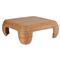 Carter Coastal Beach Brown Travertine Natural Woven Rattan Square Coffee Table