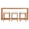 Carter Coastal Brown Travertine Top Natural Rattan Console Table with Stools