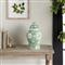 Nolan French Country Green Porcelain Lidded Lotus Ginger Jar