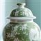 Nolan French Country Green Porcelain Lidded Lotus Ginger Jar