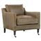 Madeline French Country Mushroom Brown Upholstered Leather Casters Arm Chair