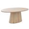 Gohan Rustic Lodge Light Brown Oak Wood Oval Pedestal Dining Table - 84&quot;W