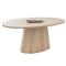 Gohan Rustic Lodge Light Brown Oak Wood Oval Pedestal Dining Table - 84&quot;W