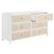 Brennan Coastal Beach Natural Woven Rattan White Oak Wood Double Dresser