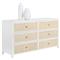 Brennan Coastal Beach Natural Woven Rattan White Oak Wood Double Dresser