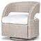 Alexander Coastal Off White Upholstered Beige Wicker Outdoor Swivel Arm Chair