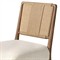Ronan Coastal Beige Upholstered Seat Woven Rush Brown Oak Wood Dining Side Chair