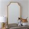 Serene Hollywood Regency Gold Metal Wall Mirror