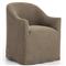 Desiree Modern French Coffee Brown Slipcover Dining Arm Chair