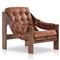 Hadley Rustic Brown Leather Wood Tufted Occasional Arm Chair