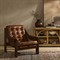 Hadley Rustic Brown Leather Wood Tufted Occasional Arm Chair