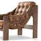 Hadley Rustic Brown Leather Wood Tufted Occasional Arm Chair