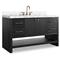 Allissa Modern Classic Carrara Marble Black Oak Wide Vanity Sink - 55&quot;