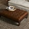 Hadley Rustic Brown Leather Wood Tufted Ottoman