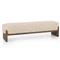 Leith Modern Classic Cream Upholstered Brown Wood Bedroom Bench