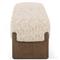 Leith Modern Classic Cream Upholstered Brown Wood Bedroom Bench