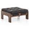 Hadley Rustic Lodge Black Leather Brown Wood Tufted Ottoman