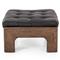 Hadley Rustic Lodge Black Leather Brown Wood Tufted Ottoman