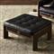 Hadley Rustic Lodge Black Leather Brown Wood Tufted Ottoman
