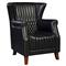 Sherriline Modern Classic Black Upholstered Leather Cushion Wing Chair
