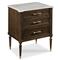 Melrose French Country Carrara Marble Mink Wood Nightstand