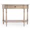 Florentine French Country White Marble Beige Wood Demilune Console Table