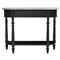 Florentine French Country White Marble Black Wood Demilune Console Table