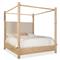 Nigel Coastal Beach Cream Upholstered Light Brown Oak Canopy Bed - King