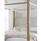 Nigel Coastal Beach Cream Upholstered Light Brown Oak Canopy Bed - King