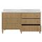 Worlds Away Odin Mid Century Modern White Marble Brown Oak Double Vanity Sink - 60&quot;