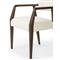 Pia Rustic Lodge Cream Sheepskin Brown Wood Dining Arm Chair