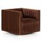Leo Mid Century Modern Auburn Brown Velvet Swivel Chair