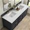 Gareth French Country White Zeus Quartz Black Wood Double Vanity Sink - 72&quot;