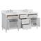 Gareth French Country White Zeus Quartz White Wood Double Vanity Sink - 72&quot;