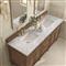 Gareth French Country Carrara Marble Brown Wood Double Vanity Sink - 72&quot;