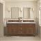Gareth French Country Carrara Marble Brown Wood Double Vanity Sink - 72&quot;