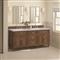 Gareth French Country Carrara Marble Brown Wood Double Vanity Sink - 72&quot;