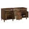 Gareth French Country White Zeus Quartz Brown Wood Double Vanity Sink - 72&quot;
