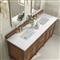 Gareth French Country White Zeus Quartz Brown Wood Double Vanity Sink - 72&quot;
