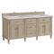 Gareth French Country Carrara Marble Whitewashed Wood Double Vanity Sink - 72&quot;