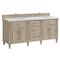 Gareth French Country White Zeus Quartz Whitewashed Wood Double Vanity Sink - 72&quot;