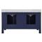Worlds Away Blanche Regency White Marble Navy Linen Double Vanity Sink - 60&quot;
