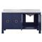 Worlds Away Blanche Regency White Marble Navy Linen Double Vanity Sink - 60&quot;