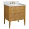 Bella Coastal Beach White Carrara Marble Natural Rattan Vanity Sink - 28&quot;