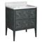 Bella Coastal Beach White Carrara Marble Navy Rattan Vanity Sink - 28&quot;