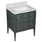 Bella Coastal Beach White Carrara Marble Navy Rattan Vanity Sink - 28&quot;