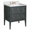 Bella Coastal Beach White Carrara Marble Navy Rattan Vanity Sink - 28&quot;