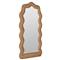 Adeline Coastal Beach Natural Rattan Scalloped Floor Mirror