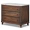Marion Updated Traditional White Marble Brown Reclaimed Wood Wide Nightstand